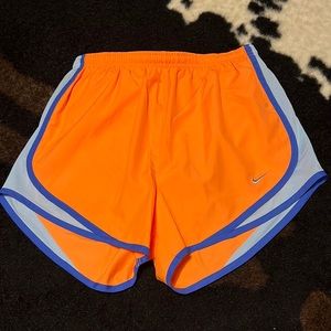 Dri fit Nike shorts orange and blue size small